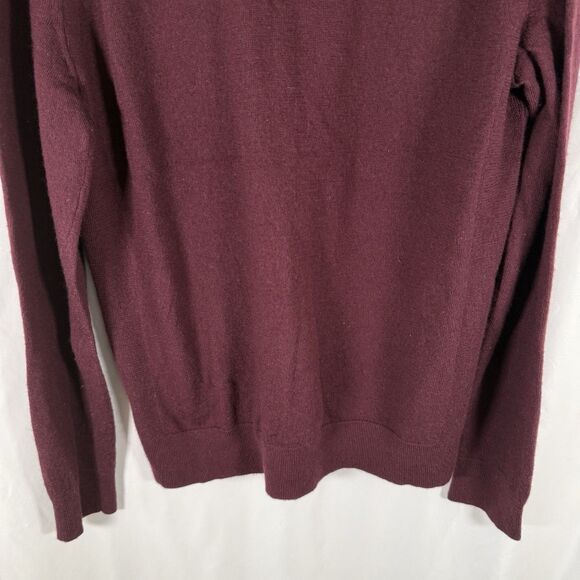 Express Merino Wool Sweater Men's Large Burgundy Long Sleeve Crew Neck Pullover - Picture 3 of 9